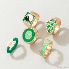 Green Yin Yang - Rings Set, Rings - Trademart.pk
