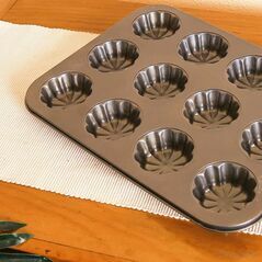 12 Cup Muffin | Pudding Baking Tray - Wavy Mould, Bakeware Set - Trademart.pk