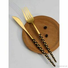24 Pcs Polka Dot Pattern Cutlery Set | Kitchenware Cutlery Set, Cutlery Sets - Trademart.pk