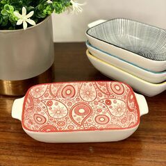 Ceramic Baking/Serving Dish - Red Bakeware Lasagna Pan Baking Dish Baking Pan, Bakeware Set - Trademart.pk