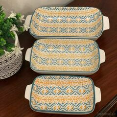Ceramic Baking/Serving Dishes  - Blue n Yellow Bakeware Sets Lasagna Pan Baking Dishes Baking Pan, Bakeware Set - Trademart.pk