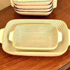 Ceramic Casserole Baking Dish Set - Yellow N Grey Bakeware Sets Lasagna Pan Baking Dishes Baking Pan, Bakeware Set - Trademart.pk