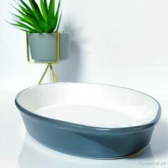Ceramic Serving And Baking Dish - Oval - Grey, Serving Dish - Trademart.pk