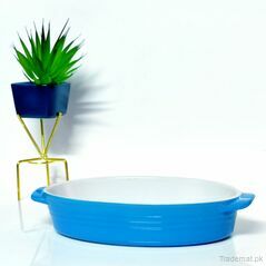 Ceramic Serving And Baking Dish - Oval - Light Blue, Serving Dish - Trademart.pk
