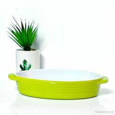 Ceramic Serving And Baking Dish - Oval - Light Green, Serving Dish - Trademart.pk