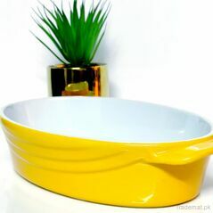 Ceramic Serving And Baking Dish - Oval - Yellow, Serving Dish - Trademart.pk
