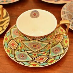Geometric Pattern Moroccan Style Coffee Cup With Saucer, Mugs - Trademart.pk