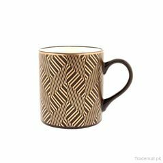 Geometric Pattern Mug - Brown And Gold, Mugs - Trademart.pk