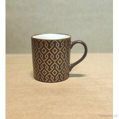 Geometric Pattern Tea Mug - Brown And Gold, Mugs - Trademart.pk