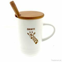 Giraffe Coffee Mug With Wooden Lid, Mugs - Trademart.pk