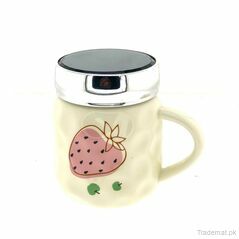 Green Strawberry With Mirror Lid Coffee Mug, Mugs - Trademart.pk