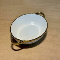 Nordic Ceramic Oval Baking Dish With Silver Rim, Bakeware Set - Trademart.pk
