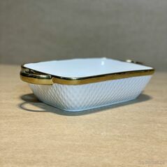 Nordic Rectangular Ceramic Baking Dish With Gold Rim, Bakeware Set - Trademart.pk