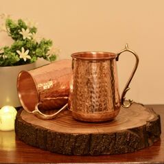 Oriental Copper Mug (750 Ml) - Hand Crafted & Hammered Pure Copper, Mugs - Trademart.pk
