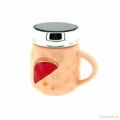 Peach Watermelon With Mirror Lid Coffee Mug, Mugs - Trademart.pk