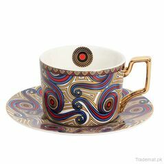 Red And Blue Spirals Moroccan Style Coffee/Tea Cup With Saucer, Mugs - Trademart.pk