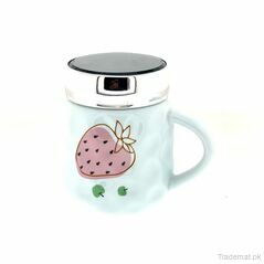 Sky Blue Strawberry With Mirror Lid Coffee Mug, Mugs - Trademart.pk