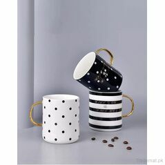 White N Black Stripes Coffee Tea Mug, Mugs - Trademart.pk