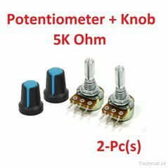 Pack of 2 - 5K Ohm potentiometer with Knobs Voltage Divider Variable Resistor, Resistors - Trademart.pk
