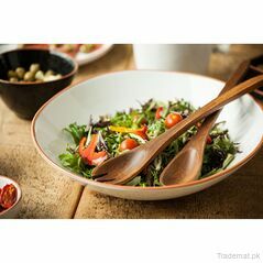 Calisto White Glazed Terracotta Salad Bowl, Serving Bowls - Trademart.pk