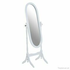 Oval Cheval Mirror With White Wood Frame, Cheval Mirror - Trademart.pk