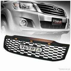 Toyota Hilux Vigo 2008 to 2015 Front Grill Mat Black Mesh with Lights, Front Bumper Grills - Trademart.pk