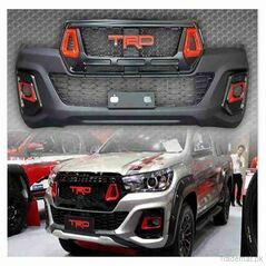 Front Rocco Red TRD Mesh Grill With Fog Lamp Covers for Toyota Hilux Revo 2016 to 2020, Front Bumper Grills - Trademart.pk