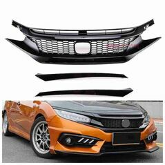 Honda Civic 2016 to 2020 Front Grill Honeycomb / Mesh Glossy Black, Front Bumper Grills - Trademart.pk