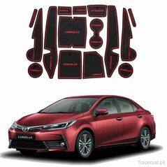 Non Slip PVC Mats in Red Color for Toyota Corolla 2017 to 2020, Non Slip Interior Mats - Trademart.pk