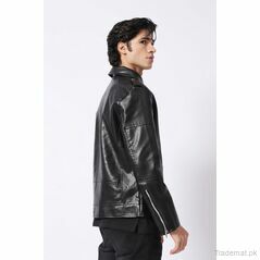 Faux Leather Biker Jacket, Men Jackets - Trademart.pk
