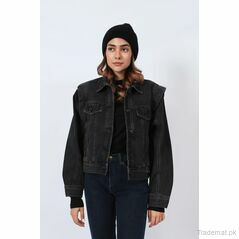 Denim Jacket with Details, Women Jackets - Trademart.pk