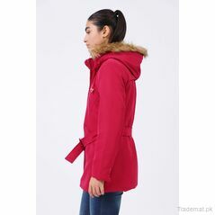 Hooded Jacket with Fur Detail, Women Jackets - Trademart.pk