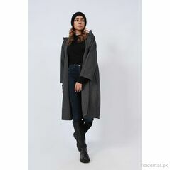 Oversized Hooded Wool Coat, Women Coat - Trademart.pk