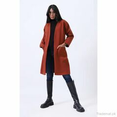 Front Open Solid Coat, Women Coat - Trademart.pk