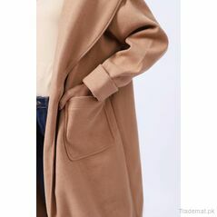 Long Oversized Coat with Shawl Collar, Women Coat - Trademart.pk