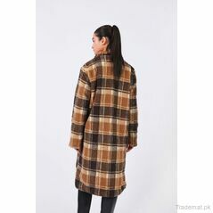 Oversized Checkered FUR Coat, Women Coat - Trademart.pk
