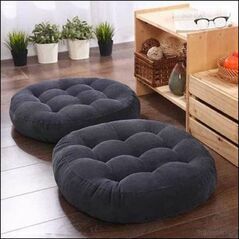 Black Round Floor Cushion Design 115, Floor Cushions - Trademart.pk