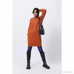Cable Knit Sweater Dress, Women Sweater - Trademart.pk