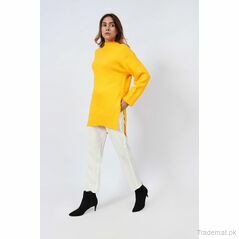 Pullover with Back High Neck Detail, Women Sweater - Trademart.pk