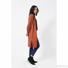 Front Open Cardigan with Bloused Sleeves, Women Cardigan - Trademart.pk