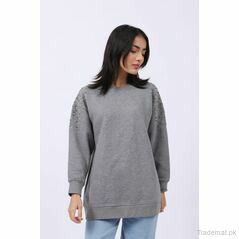 Upper with Pearl Detail, Women Sweatshirt - Trademart.pk