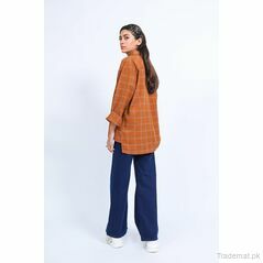Brown Checkered Shirt, Womens Shirts - Trademart.pk