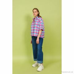 Oversized Checkered Shirt, Womens Shirts - Trademart.pk