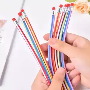 10 Pcs Colorful Magic Bendy Flexible Soft Pencil With Eraser, Pencils - Trademart.pk