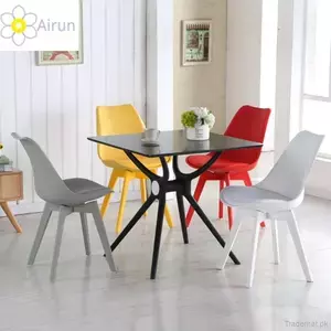 Dining Room Furniture PP Plastic Leg Tempered Glass Top Dining Table for 4 Seater, Dining Tables - Trademart.pk