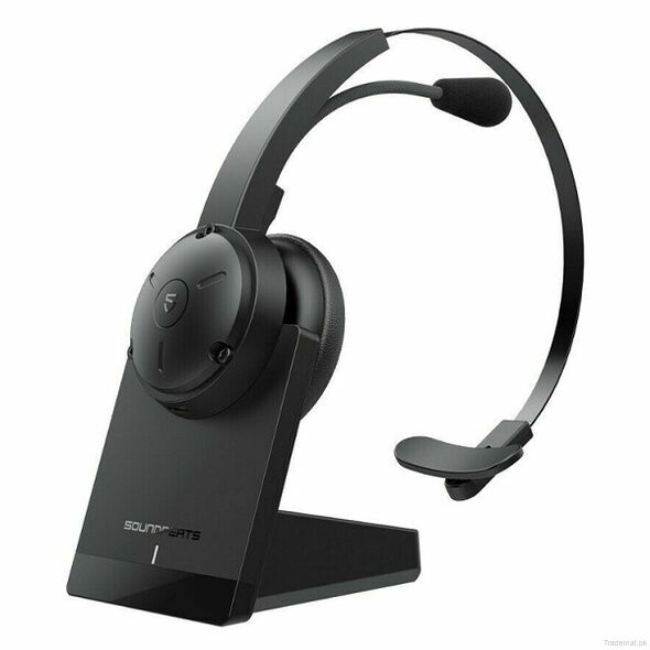 SoundPEATS A7 Headset Bluetooth Wireless with Microphone, QCC3020 Bluetooth 5.0 Headphone Trucker Headset with Mute Mic AI Noise Cancellation 30Hrs Talktime for Home Office Call Center Skype, Bluetooth Earbuds - Trademart.pk