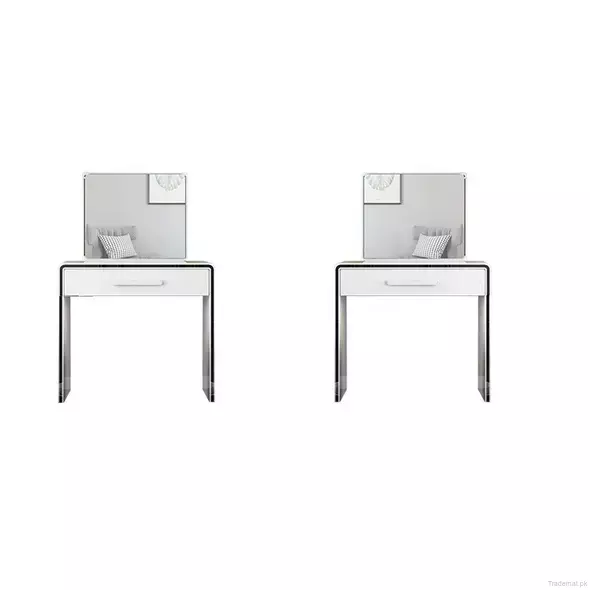 Bedroom Modern White Small Dressing Table Makeup Vanity Table with Mirror, Dresser - Dressing Table - Trademart.pk