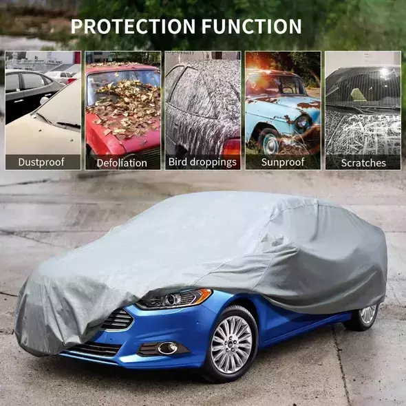 Car Cover Outdoor SUV Car Cover Universal Full Car Covers for Automobiles All Weather Waterproof UV Protection Fit Size to 178 Inch, Car Top Cover - Trademart.pk