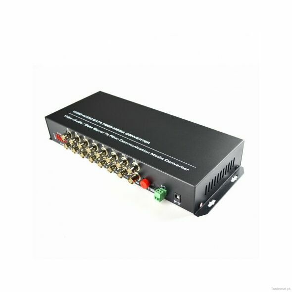 Black Copper 16 Channel Fiber Optic Media Converter, Media Converters - Trademart.pk