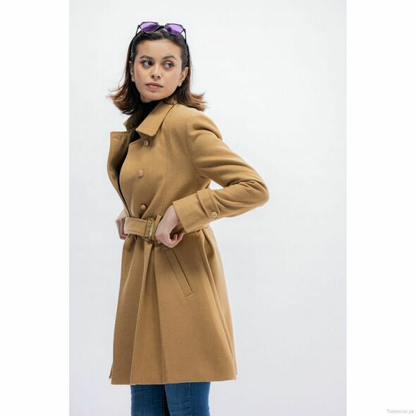 Forestblu Women Beige Wool Long Coat, Women Coat - Trademart.pk